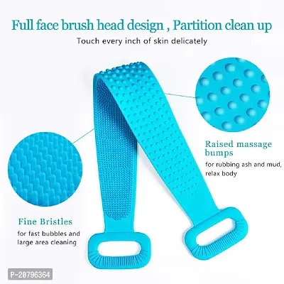 Silicone Bath Body Back Scrubber for Shower, 30 Inches Long Scrubber Belt, Deep Clean  Exfoliating Silicone body shower brush, Double Side Strap, Spa Massage B-64-thumb0