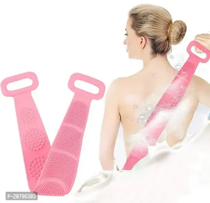 Silicone Bath Body Back Scrubber for Shower, 30 Inches Long Scrubber Belt, Deep Clean  Exfoliating Silicone body shower brush, Double Side Strap, Spa Massage B-35-thumb0