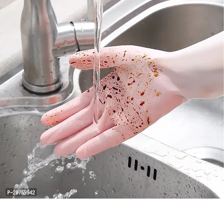 Natural Rubber Dish Washing Kitchen Bathroom Toilet Cleaning Safety Hand Gloves G-34-thumb3