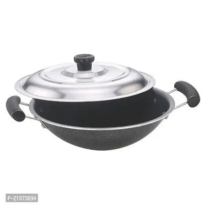 Non-Stick Deep Appachetty with Lid | Black | 20 cm | Residue Free | Scratch Resistant | Comfortable Grip | Spoon Friendly-thumb0