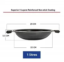 Non-Stick Deep Appachetty with Lid | Black | 20 cm | Residue Free | Scratch Resistant | Comfortable Grip | Spoon Friendly-thumb1