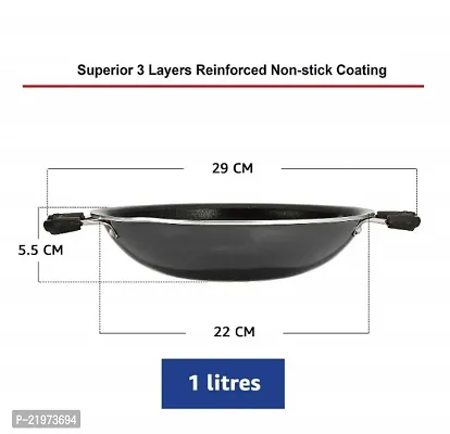 Non-Stick Deep Appachetty with Lid | Black | 20 cm | Residue Free | Scratch Resistant | Comfortable Grip | Spoon Friendly-thumb2