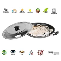 Non-Stick Deep Appachetty with Lid | Black | 20 cm | Residue Free | Scratch Resistant | Comfortable Grip | Spoon Friendly-thumb2