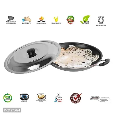 Non-Stick Deep Appachetty with Lid | Black | 20 cm | Residue Free | Scratch Resistant | Comfortable Grip | Spoon Friendly-thumb3