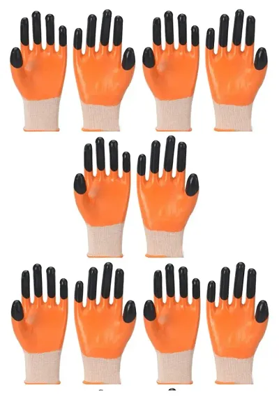 DOUBLE COATED NITRILE HAND GLOVES, ANTI CUT HAND GLOVES, CUT RESISTANCE HAND GLOVES, GARDENING GLOVES, INDUSTRIAL SAFETY GLOVES, KITCHEN GLOVES Pack Of 5 Pair