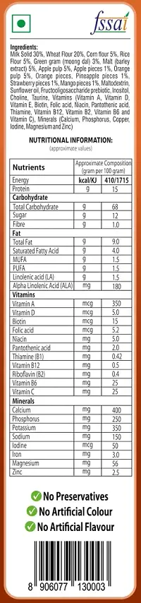 GrainyLac Multi Grain Multi Fruit with Milk, 18+ Months| Stage 5| Baby Cereal Food 600 gm (300 gm x 2 Pack)-thumb1