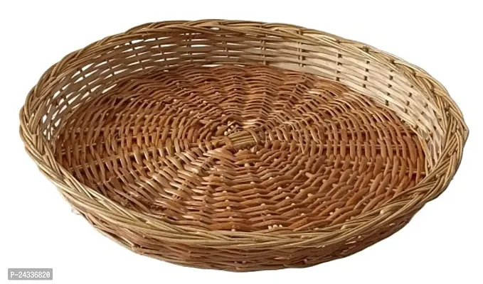 Cane Wicker Bamboo Basket | Brown Colour, Size (14 X14) Inches