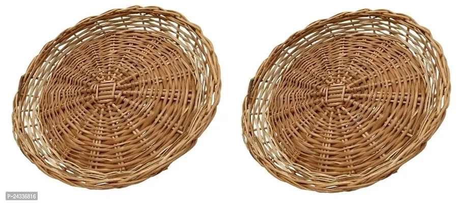 Natural Circle Bamboo Round Shape (10-Cm) - Pack Of 2