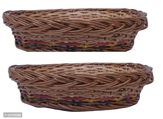 Handicrafts Cane Basket( Size22Cm) - Pack Of 2-thumb0