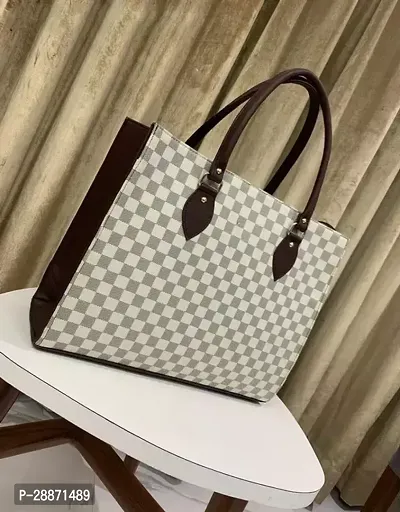 Stylish White Canvas Checked Handbags For Women