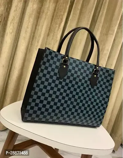 Stylish Blue Canvas Checked Handbags For Women-thumb0
