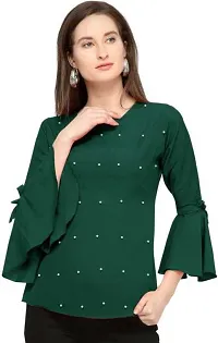 Elegant Green Polyester Printed Top For Women-thumb2