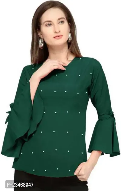 Elegant Green Polyester Printed Top For Women-thumb3