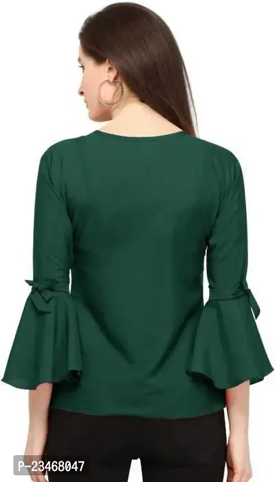 Elegant Green Polyester Printed Top For Women-thumb2