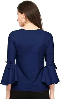 Elegant Blue Polyester Printed Top For Women-thumb1