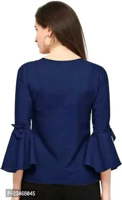 Elegant Blue Polyester Printed Top For Women-thumb2