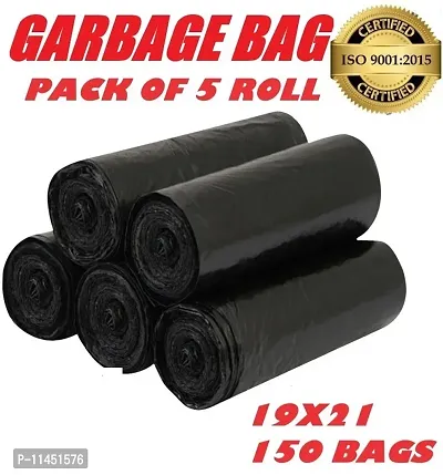 BLACK Dustbin bags \100%Biodegradable Garbage Bags | Plastic bags |garbage/dustbin bag  pack of 5 ROLL Medium 19*21 in