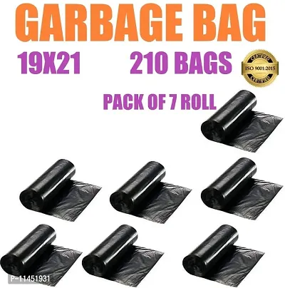 Garbage Bags Size Medium (19 X 21 in) (48X 53 cm) 210 Pieces Packs of 7 Black OXO-Biodegradable for Kitchen,Office Dustbin Bag Trash Bag Medium 10 L Garbage Bag (210 Bag )  Garbage Bags