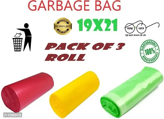 H R Dustbin bags MULTICOLERD \OXO-Biodegradable Garbage Bags | Plastic bags |garbage/dustbin bag pack of 03 ROLL Medium 19*21 in