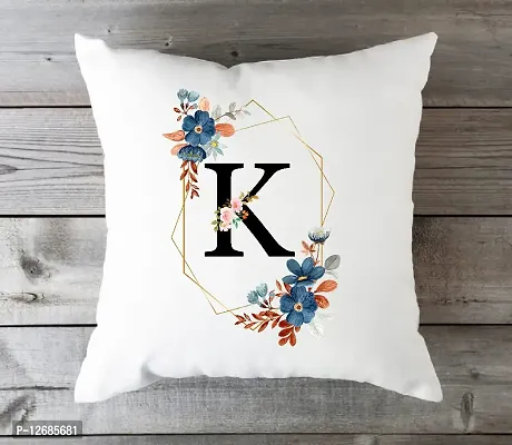 FA6 Name First Alphabet K Printed Throw Cushions with Filler 12 x 12 Inch Square Sofa Pillow Gift for Friends, Gift for Friendship Day, Gift for Brother / Sister, Birthday Day Gifts-thumb0