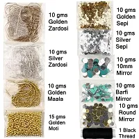 Aari Work Materials Kit Combo Pack Set of Gold  Frame Color Beads , Sepia , Zari , Zardosi , Mirrors , Aari Needles-thumb2