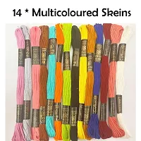 Qroof Embroidery Materials Beginners  Starter Kit(Sizes: 8,6  5 Inches Hoop), 14 Multicoloured Threads,15 Different Needles, 1 Threader A complete pack set-thumb3