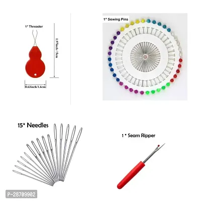 Qroof Embroidery Materials Beginners  Starter Kit(Sizes: 8  6 Inches Hoop), 14 Multicoloured Threads,15 Different Needles, 1 Threader , 1 Seam Ripper A complete pack set ​-thumb3