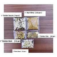 Aari Work Materials Kit Combo Pack Set of Gold Color Beads , Sepia , Zardosi , Mirrors and Others-thumb3