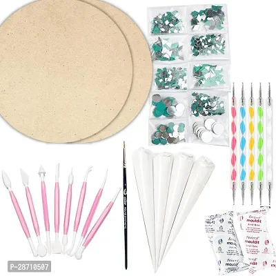 Qroof Lippan Art Material DIY Kit, A Kit with Ceramic Cones , Tools , Mould It Clay and Mirrors