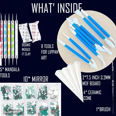 Qroof Lippan Art Material DIY Kit, A Kit with Ceramic Cones , Tools , Mould It Clay and Mirrors-thumb2