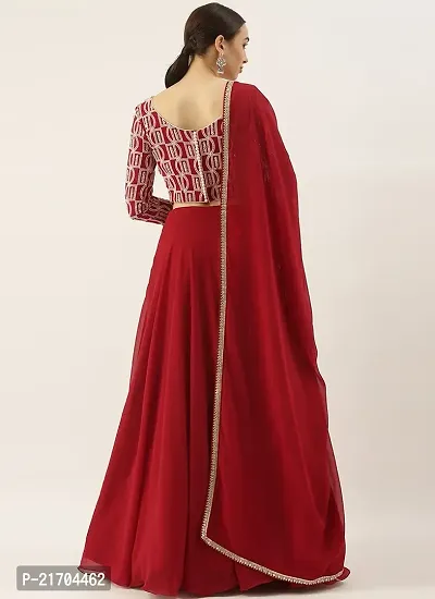 Stylish Red Georgette Lehenga Choli with Dupatta Set For Women-thumb2