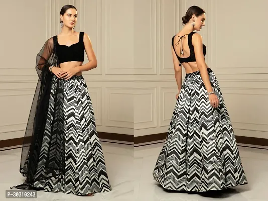 Stylish Black Rayon Solid Lehenga with Choli And Dupatta Set For Women