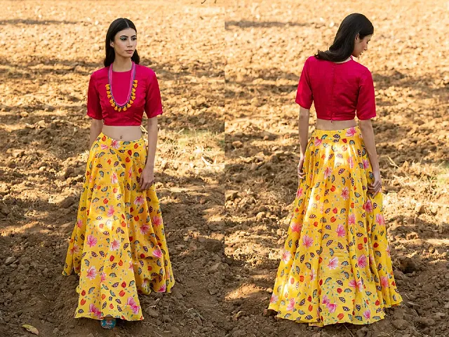 Trending Rayon Semi Stitched Lehenga Set