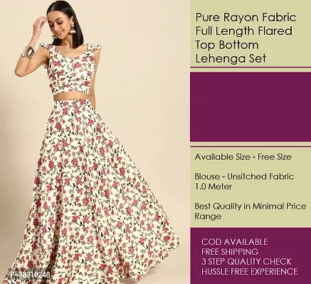 Stylish White Rayon Printed Lehenga with Choli Set For Women-thumb0