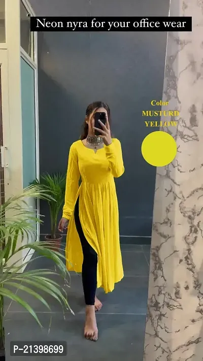 Elegant Yellow Georgette Solid Kurta For Women