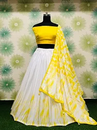 Stylish Yellow Georgette Lehenga Choli with Dupatta Set For Women-thumb1
