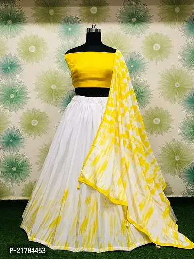 Stylish Yellow Georgette Lehenga Choli with Dupatta Set For Women-thumb2