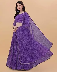 Stylish Purple Georgette Floral Print Lehenga Choli with Dupatta Set For Women-thumb3