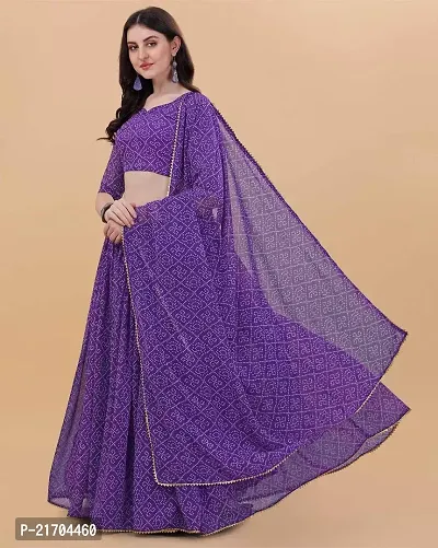 Stylish Purple Georgette Floral Print Lehenga Choli with Dupatta Set For Women-thumb4