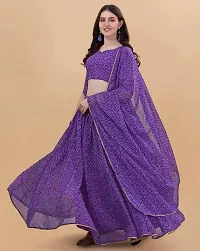 Stylish Purple Georgette Floral Print Lehenga Choli with Dupatta Set For Women-thumb1