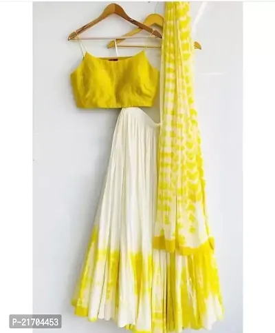 Stylish Yellow Georgette Lehenga Choli with Dupatta Set For Women-thumb0