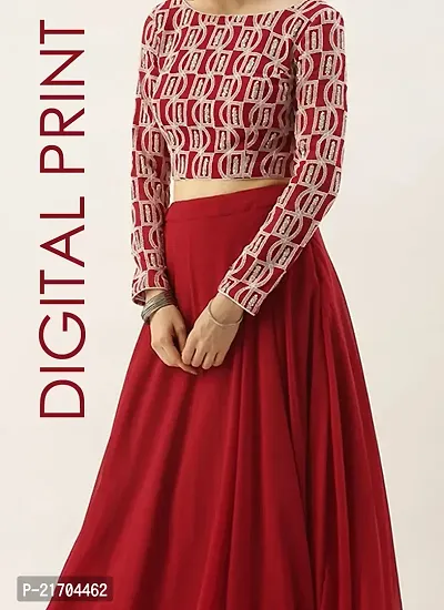 Stylish Red Georgette Lehenga Choli with Dupatta Set For Women-thumb3