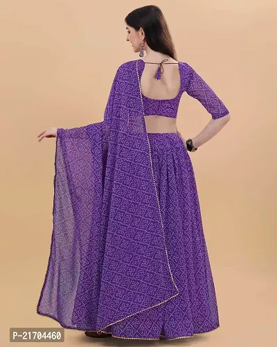 Stylish Purple Georgette Floral Print Lehenga Choli with Dupatta Set For Women-thumb3