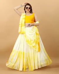Stylish Yellow Georgette Lehenga Choli with Dupatta Set For Women-thumb3