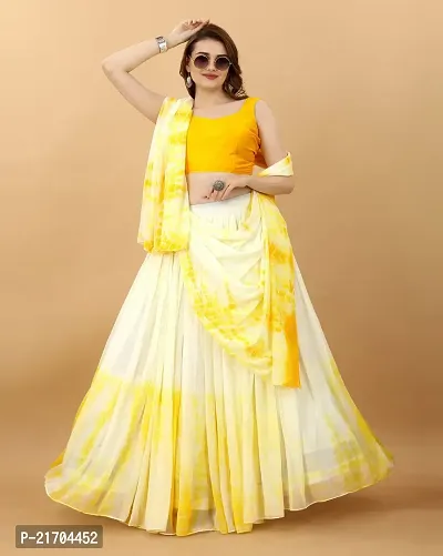 Stylish Yellow Georgette Lehenga Choli with Dupatta Set For Women-thumb4