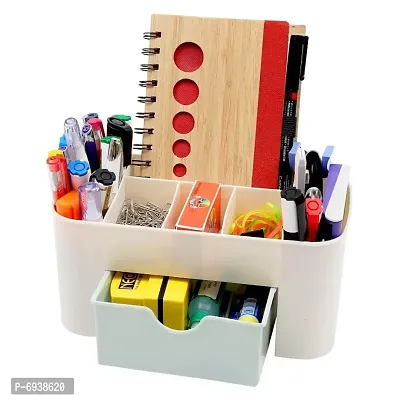 Plastic Makeup Cosmetic Office Stationary Remote Organizer Stand with Pull-Out Drawer,Multi-Color-thumb0