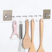 Magic Sticker Kitchen Shelf Hook Rail-6 Hooks-thumb1