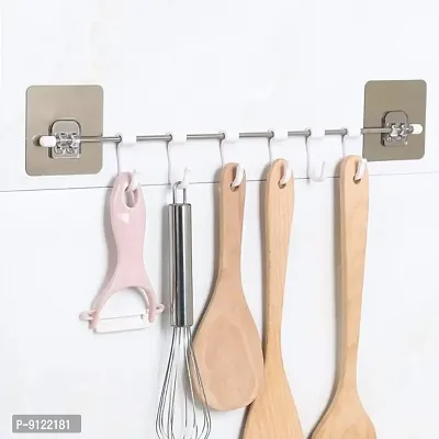 Magic Sticker Kitchen Shelf Hook Rail-6 Hooks-thumb2