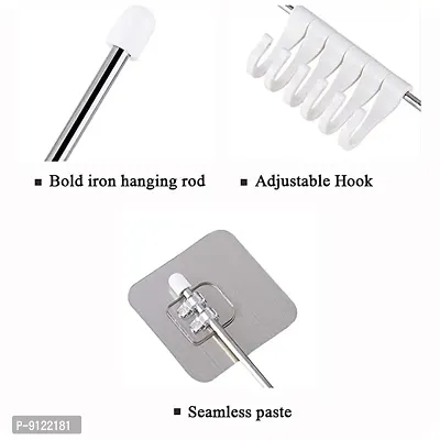 Magic Sticker Kitchen Shelf Hook Rail-6 Hooks-thumb3