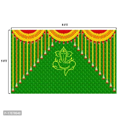 Banana Leaf Backdrop Cloth For Wedding, Mehndi And Festivals. It's Perfect For Wedding, Party, Newborn Celebration, Haldi, Mehndi And All Other Festive Occasion. | 8*5 FT-thumb2